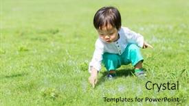  Presentation with bubble - Cool new PPT theme with little boy touch on the bubble at park backdrop and a mint green colored foreground