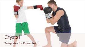  Presentation with coach - Beautiful PPT theme featuring little boy training with boxing backdrop and a lemonade colored foreground