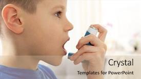  Presentation with inhaler - Amazing presentation design having little boy using asthma inhaler backdrop and a soft green colored foreground