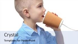  Presentation with plastic designs - Slides having speech hearing - cute little boy using plastic background and a light blue colored foreground