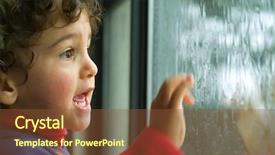  Presentation with rain - Amazing PPT theme having eye storm - little boy watching the rain backdrop and a tawny brown colored foreground