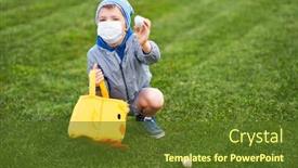  Presentation with hunting - PPT theme enhanced with little-boy-wearing-protective-mask background and a tawny brown colored foreground