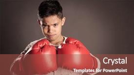  Presentation with pink boxing gloves - PPT theme having little boy wearing red boxing background and a tawny brown colored foreground