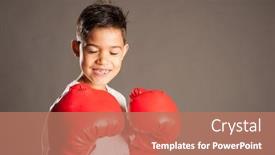  Presentation with boxing - PPT theme enhanced with little-boy-wearing-red-boxing background and a coral colored foreground