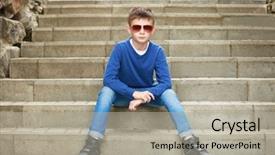  Presentation with outdoor clothes for outdoor activity - Slide set enhanced with little boy wearing stylish clothes background and a  colored foreground