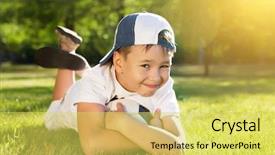  Presentation with beautiful nature - Cool new presentation with little boy with a ball backdrop and a yellow colored foreground