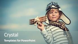  Presentation with night sky little plane moon - Slide deck featuring little boy with a plane background and a gray colored foreground