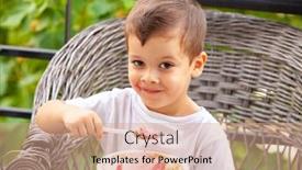  Presentation with ice cream popsicles organic dietary - Beautiful PPT theme featuring little-boy-with-a-spoon backdrop and a coral colored foreground