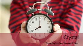  Presentation with alarm - Amazing PPT layouts having little boy with alarm clock backdrop and a red colored foreground