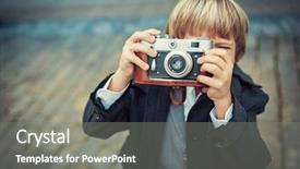  Presentation with old camera and film sound - Slide deck having alligators - crocodile or alligator isolated on background and a white colored foreground.