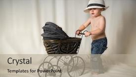  Presentation with antique - Presentation theme enhanced with little boy with antique stroller background and a mint green colored foreground