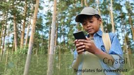  Presentation with pine forest - Slides enhanced with little-boy-with-backpack-looking background and a violet colored foreground