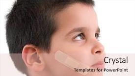  Presentation with boy band - PPT theme with little boy with band aid background and a lemonade colored foreground