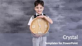  Presentation with clock - Presentation design enhanced with little boy with big clock background and a gray colored foreground
