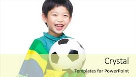  Presentation with asia - Audience pleasing PPT theme consisting of little boy with brazil flag backdrop and a blonde colored foreground