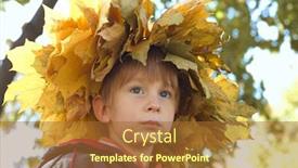  Presentation with maple leaves - Presentation design having little boy with chaplet of yellow maple leaves background and a red colored foreground