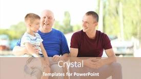  Presentation with grandfather - Colorful slide deck enhanced with little boy with dad and grandfather on embankment backdrop and a coral colored foreground