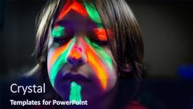  Presentation with paint - PPT layouts with little-boy-with-fluorescent-paint background and a navy blue colored foreground