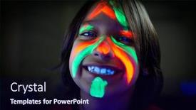  Presentation with paint - Theme having little-boy-with-fluorescent-paint background and a navy blue colored foreground