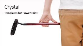  Presentation with white gold award - Colorful PPT layouts enhanced with little boy with golf driver backdrop and a  colored foreground