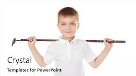  Presentation with driver - Colorful PPT layouts enhanced with little boy with golf driver backdrop and a  colored foreground