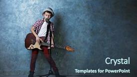  Presentation with guitar - Audience pleasing PPT theme consisting of static backgrounds - little boy with guitar singing backdrop and a tawny brown colored foreground