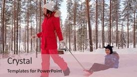  Presentation with snow - Slide deck consisting of little boy with her mother background and a  colored foreground