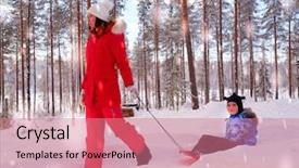  Presentation with snow - Theme featuring little boy with her mother background and a coral colored foreground
