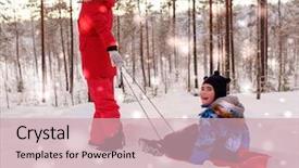  Presentation with snow - Cool new presentation with little boy with her mother backdrop and a soft green colored foreground