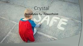 Presentation with safe - Presentation theme having little boy with inscription safe background and a light gray colored foreground