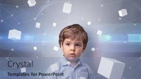  Presentation with luminous - Slide set enhanced with little-boy-with-luminous-cubes background and a light blue colored foreground