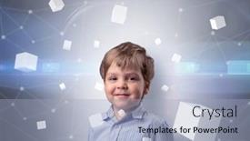  Presentation with luminous - PPT theme with little-boy-with-luminous-cubes background and a light blue colored foreground