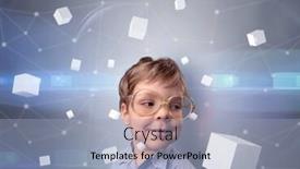  Presentation with luminous - Amazing slide set having little-boy-with-luminous-cubes backdrop and a light blue colored foreground