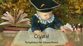  Presentation with baby book - PPT theme with little boy with many books background and a coral colored foreground