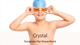  Presentation with swim boy - PPT theme consisting of little boy with orange swimming background and a lemonade colored foreground