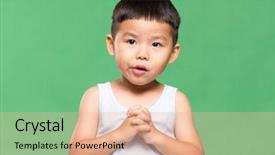  Presentation with prayer - Audience pleasing slide deck consisting of little boy with prayer gesture backdrop and a lemonade colored foreground