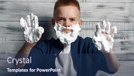  Presentation with shaving - Cool new theme with little-boy-with-shaving-foam backdrop and a navy blue colored foreground