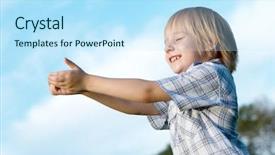  Presentation with sky - Slide deck consisting of little boy with stretched hands background and a sky blue colored foreground