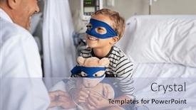  Presentation with child superhero - Theme enhanced with little-boy-with-superhero-mask background and a light blue colored foreground