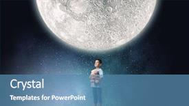  Presentation with toy - Amazing PPT theme having little boy with toy bear backdrop and a teal colored foreground