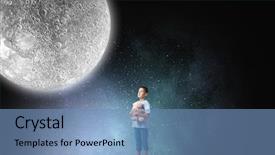  Presentation with toy - Colorful slide deck enhanced with little boy with toy bear backdrop and a teal colored foreground