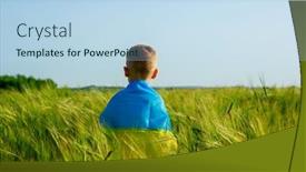  Presentation with independence day - Presentation theme consisting of little-boy-with-ukrainian-flag background and a light blue colored foreground