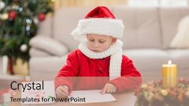  Presentation with living room - Amazing slide deck having little boy writing wish list backdrop and a coral colored foreground