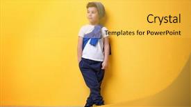  Presentation with colorful impressionist style artistic color - Slide set with little boys - cute stylish boy near color background and a yellow colored foreground