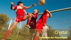  Presentation with youth sports - Colorful PPT theme enhanced with little boys playing soccer backdrop and a tawny brown colored foreground