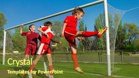  Presentation with youth sports - Theme enhanced with little boys playing soccer background and a tawny brown colored foreground