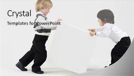  Presentation with rubiks cube - Slide deck with little boys reverse large white background and a white colored foreground