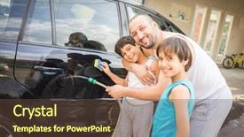  Presentation with young children - Colorful slide deck enhanced with little boys washing car backdrop and a tawny brown colored foreground