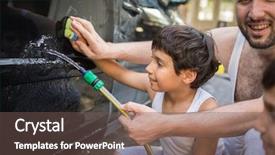  Presentation with young children - Slide deck consisting of little boys washing car background and a violet colored foreground