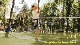  Presentation with brave - Cool new slide deck with little-brave-boy-on-zipline backdrop and a tawny brown colored foreground